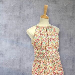 Janie and Jack Ditsy Floral Ruffle Hem Romper. Fully lined with pockets. Size 18
